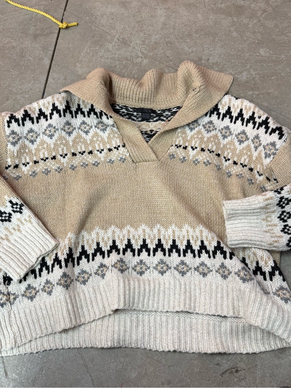 RDI Beige Fair Isle Cowl Turtleneck Sweater